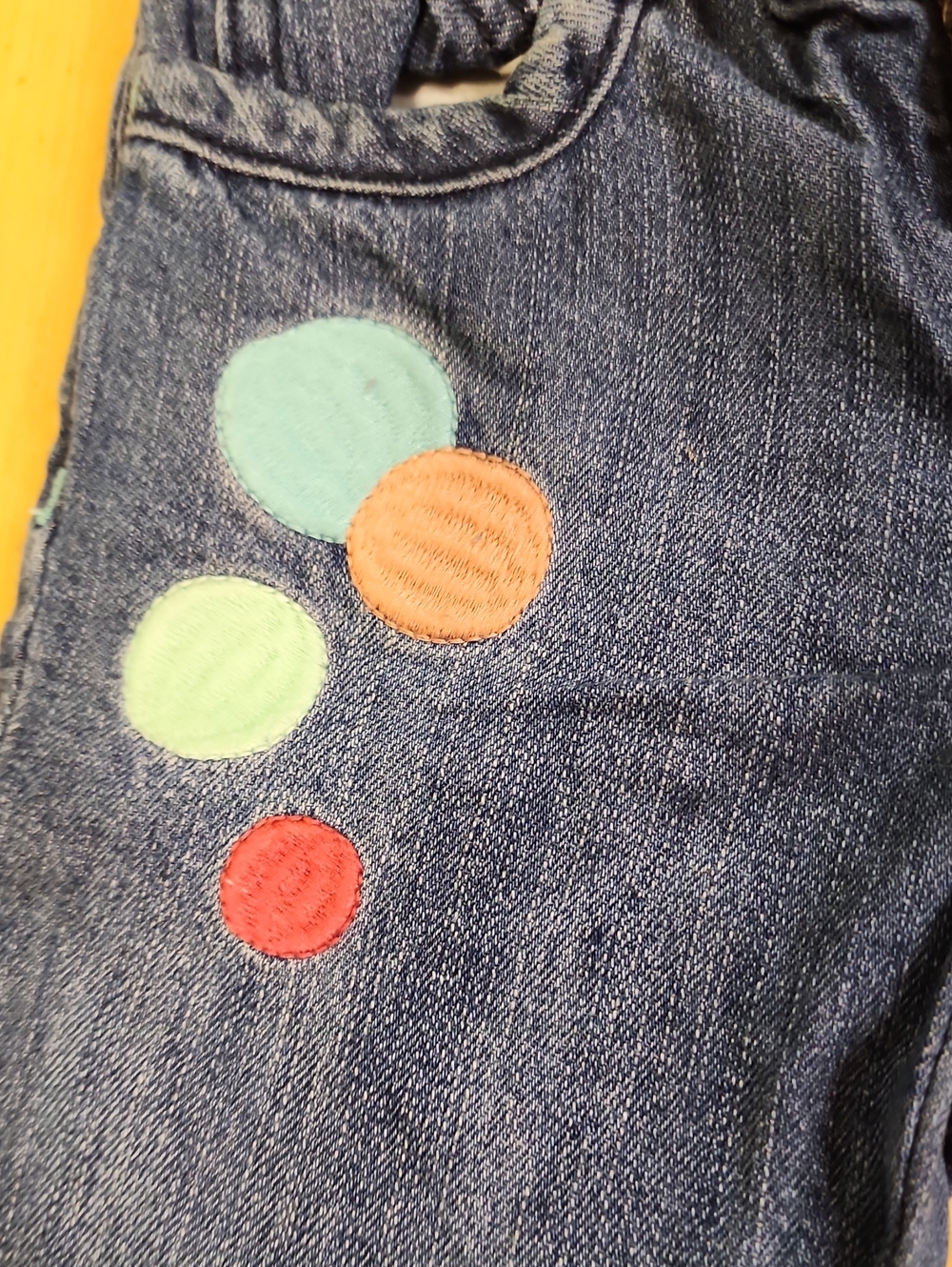 Crazy 8 Girls Dark Wash Denim Shorts Size 4 Polka Dot Appliqué Adjustable Waist - Picture 4 of 9